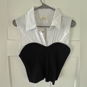 Anthropologie Maeve Black and White Sleeveless Top - Brand New size small